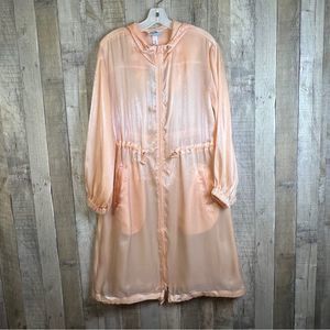 Future Collective Peach Color Organza Hooded Jacket w/Zippered Front & Pockets